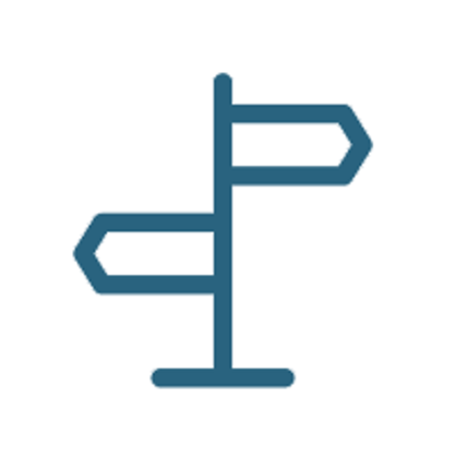 A blue sign in a white circle